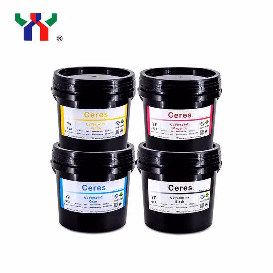 Encre d'impression flexo UV/LED à force d'adhérence forte Ceres de haute qualité pour l'impression de papier et d'étiquettes (matériaux PP, PET), couleur magenta