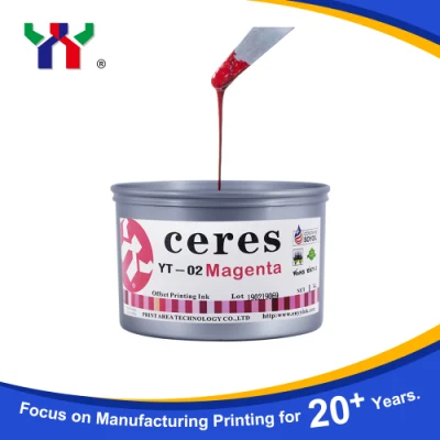Ceres Yt-02 Eco-Friendly High Gloss Sheet-Fed Offset Encre pour papier/ bonne qualité, soja, produit de fabrication fine/nature, couleur magenta